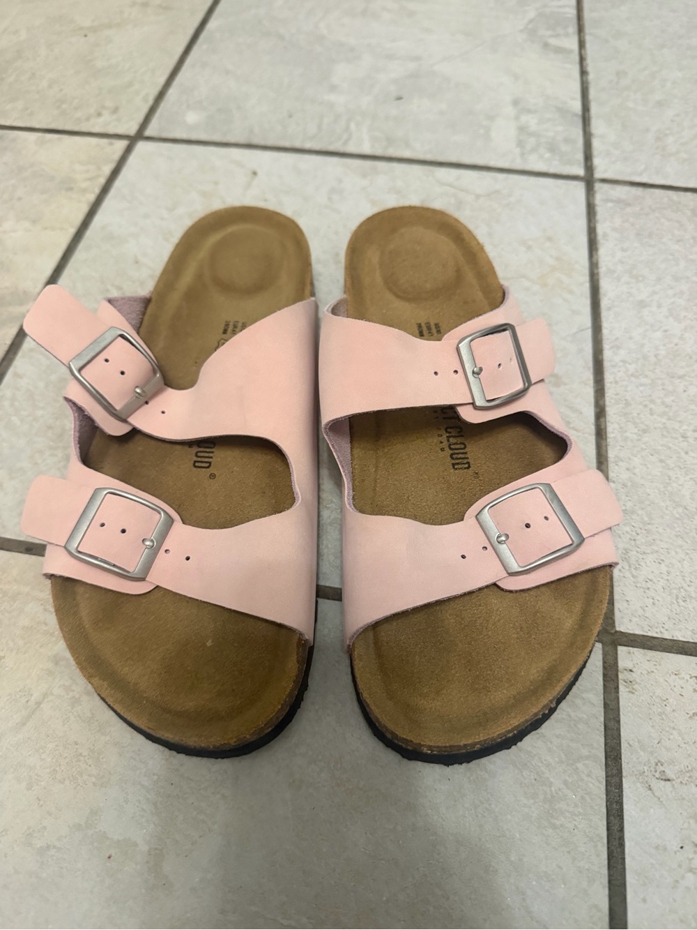 Women’s Double-Buckle Slide Sandals in Soft Pink